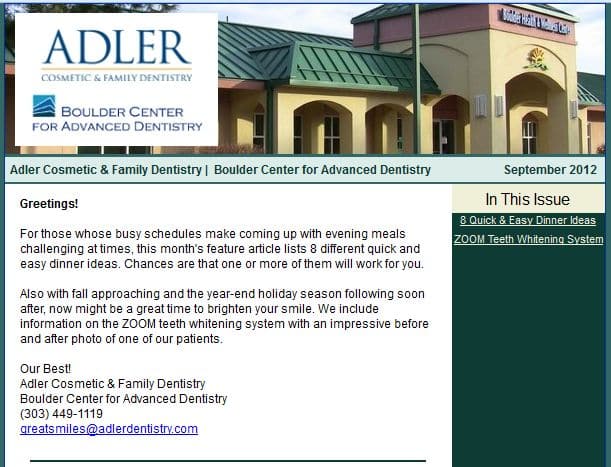 boulder dentist Michael Adler September 2013 newsletter