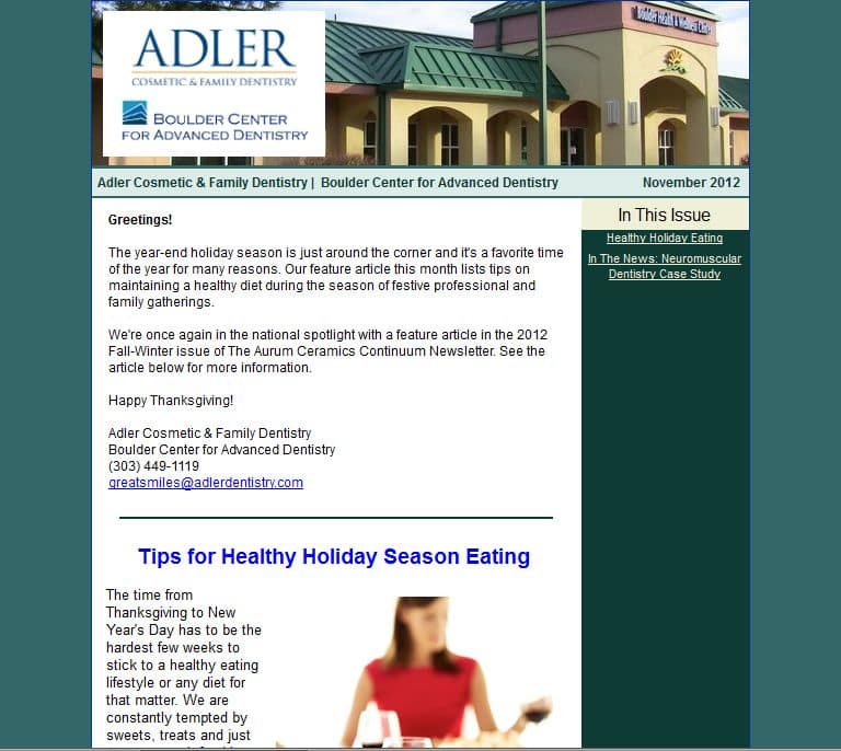 Boulder Colorado dentist Michael Adler November 2013 newsletter